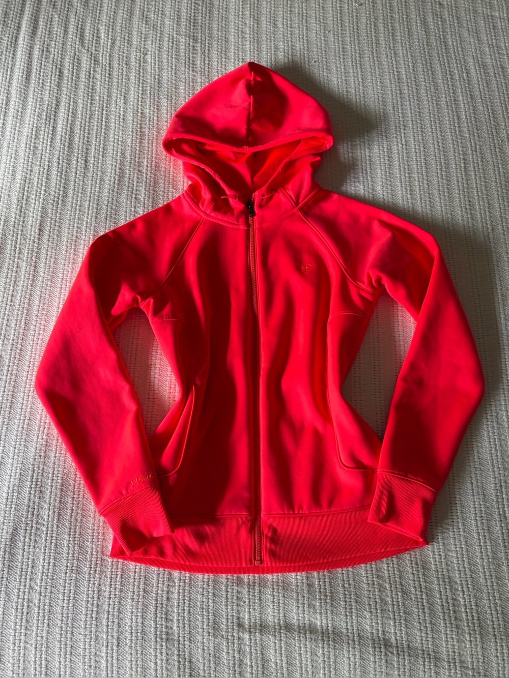 Under Armour Women's Neon Pink Semi-Fitted Fleece Full-Zip Hoodie Sweatshirt Sma